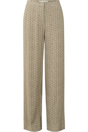 Pantalones de pernera ancha, bolsillos laterales, bragueta con cremallera y estampado - Field Of Rye Green Dessin