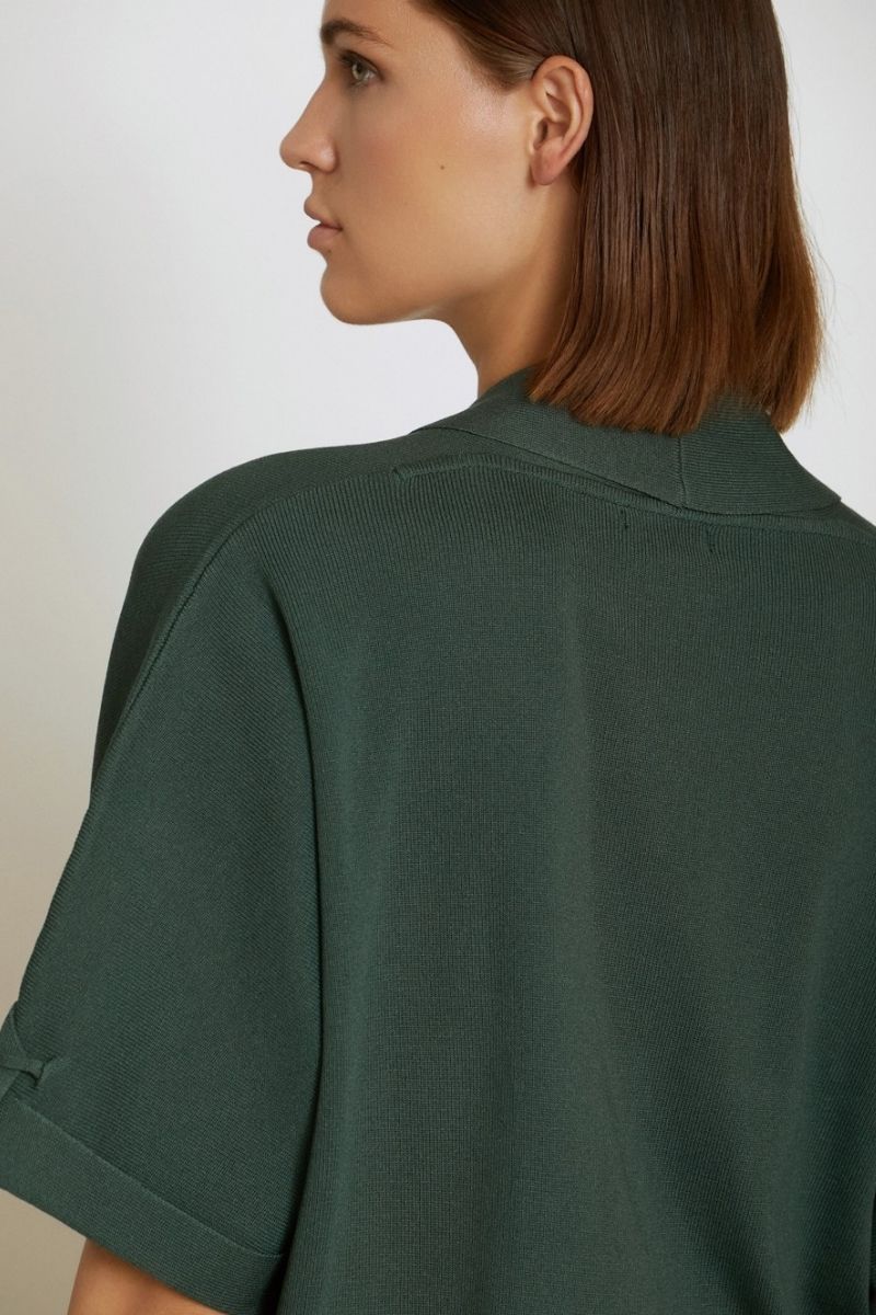 Chaqueta punto verde con bolsillos