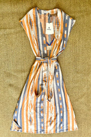 Kimono manga corta naranja y azul