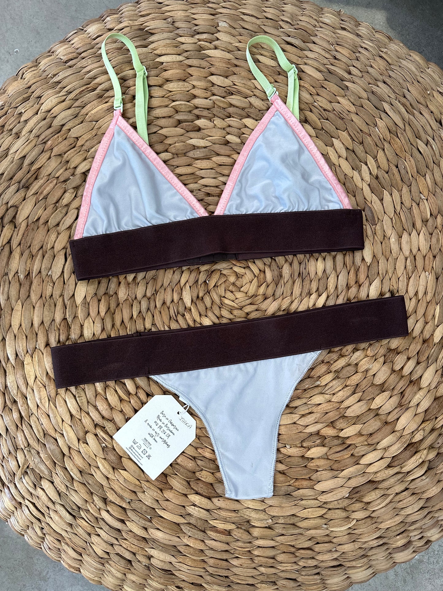 Conjunto interior / bikini brasileño Itaca malva y marrón