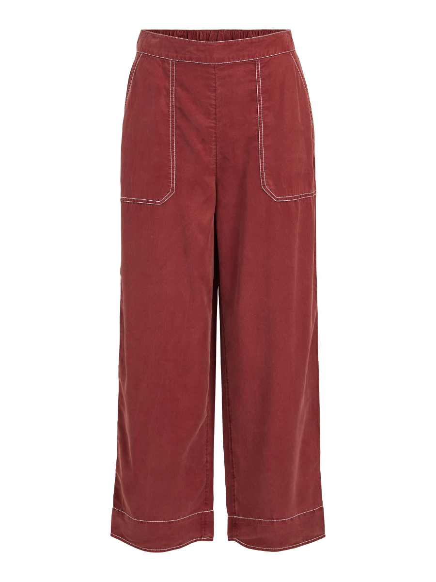 Pantalones cropped color tinto