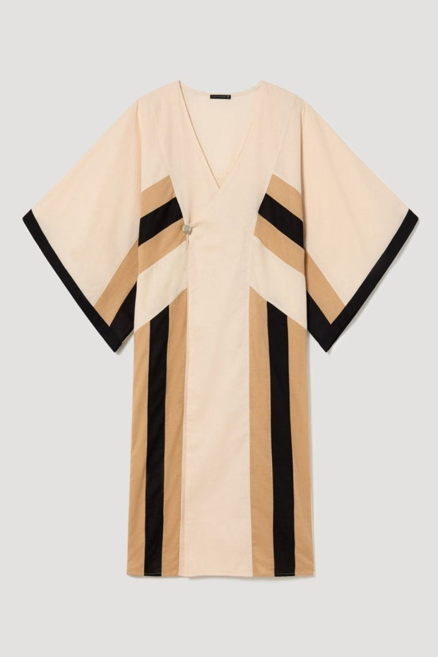 Kimono cruzado algodón color block