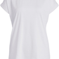 Camiseta blanca cuello redondo y doblez en la manga corta