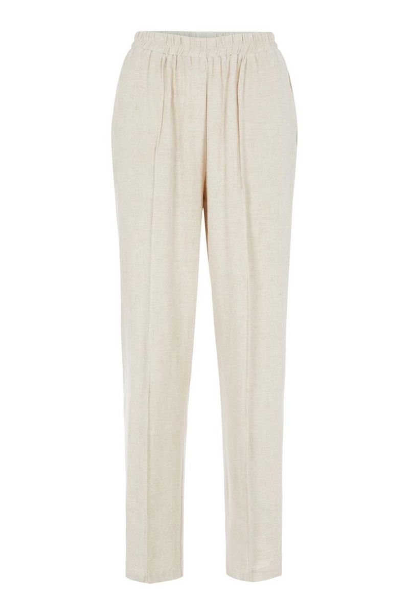 Pantalón beige mezcla lino y viscosa